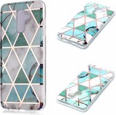 Voor Galaxy A6 + (2018) Plating Marble Pattern Soft TPU beschermhoes (groen wit)