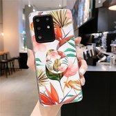 Voor Galaxy A71 Smooth Flower Series IMD TPU Case met opvouwbare houder (Strelitzia KH5)