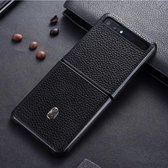 Voor Galaxy Z Flip Split Shockproof Full Coverage Leather Case (Black Litchi)
