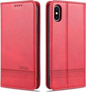 AZNS magnetische kalfsstructuur horizontale flip lederen tas met kaartsleuven & houder & portemonnee voor iPhone X / XS (rood)