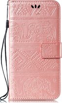 Huawei Y5 (2019) Hoesje - Mobigear - Elephant Serie - Kunstlederen Bookcase - Roségoud - Hoesje Geschikt Voor Huawei Y5 (2019)