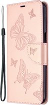 Xiaomi Redmi Note 9 Pro Hoesje - Mobigear - Butterfly Serie - Kunstlederen Bookcase - Roségoud - Hoesje Geschikt Voor Xiaomi Redmi Note 9 Pro