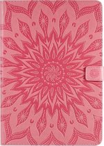 Voor iPad 10.2 / Pro 10.5 / Air 2019 Pressed Printing Sun Flower Pattern Horizontale Flip lederen tas met houder & kaartsleuven & portemonnee (roze)