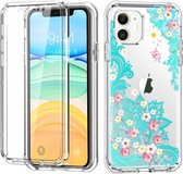 Voor iPhone 11 C Style Pattern PC + TPU + PET Screen Protection IMD Craft Case (Lace Flower)