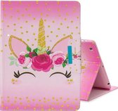 Voor iPad 2 / nieuwe iPad (iPad 3) / 4 gekleurde tekening patroon horizontale flip lederen tas met houder & kaartsleuf & portemonnee (eenhoorn met bloemen)