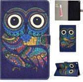 Voor Amazon Kindle Fire HD 10 2017 Gekleurde Tekening Patroon Horizontale Flip PU Leren Case met Houder & Kaartsleuf & Slaap / Wekfunctie (Uil)