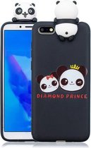 Voor Huawei Y5 (2018) schokbestendig Cartoon TPU beschermhoes (twee panda's)