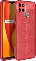 Voor OPPO Realme C12 Litchi Texture TPU schokbestendig hoesje (rood)