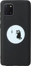 Voor Samsung Galaxy A81 Black Frosted Painted TPU beschermhoes (kat)