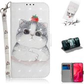 3D Schilderen Patroon Gekleurde Tekening Horizontale Flip Leren Case met Houder & Kaartsleuven & Portemonnee Voor Huawei nova 4 (Leuke Kat)