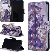 3D-gekleurde tekening patroon horizontale flip lederen tas voor Xiaomi Redmi 7, met houder & kaartsleuven & portemonnee (pauw)