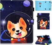 Gekleurde tekening stiksel Universele horizontale flip lederen tas, met houder en kaartsleuven voor 8 inch tablet-pc (hond)