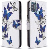 Voor Huawei Honor 9A Gekleurde Tekening Patroon Horizontale Flip Leren Case met Houder & Kaartsleuven & Portemonnee (Vlinders)