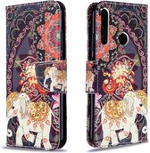 Voor Huawei P40 Lite E / Y7P Gekleurde Tekening Horizontale Flip Leren Case met Houder & Kaartsleuven & Portemonnee (Bloem Olifant)