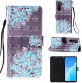 Voor Huawei nova 7 SE 3D Schilderen Horizontale Flip Leren Case met Houder & Kaartsleuf & Lanyard (Blauwe Bloem)