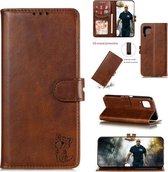Voor Huawei P40 Lite reliëf Happy Cat-patroon horizontale flip lederen tas met houder & kaartsleuven & portemonnee (bruin)