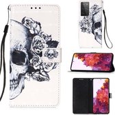 Voor Samsung Galaxy 21 Ultra 5G 3D Schilderen Horizontale Flip Leren Case met Houder & Kaartsleuf & Portemonnee & Lanyard (Schedel)