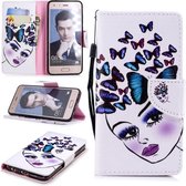 Voor Huawei Honor 9 Gekleurde Tekening Patroon Horizontale Flip TPU + PU Lederen Case met Houder & Kaartsleuven & Portemonnee & Lanyard (Vlinders Meisje)