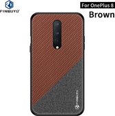 Voor Oneplus 8 PINWUYO Rong-serie schokbestendige pc + TPU + beschermhoes van chemische vezeldoek (bruin)