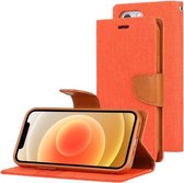 Voor iPhone 12/12 Pro GOOSPERY CANVAS DAGBOEK Cross Texture Horizontale Flip Leren Case met Kaartsleuven & Portemonnee & Houder (Oranje)