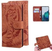 Samsung Galaxy S21 Plus - Flipcover, hoes, case - TPU - PU Leder - Tijger - bruin