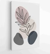 Botanical wall art vector set. Floral and Foliage line art drawing with abstract shape. 1 - Moderne schilderijen – Vertical – 1810230166 - 50*40 Vertical