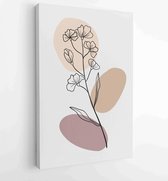 Floral and Foliage line art drawing with abstract shape. Abstract Plant Art design for print, cover, wallpaper, Minimal and natural wall art. 3 - Moderne schilderijen – Vertical –