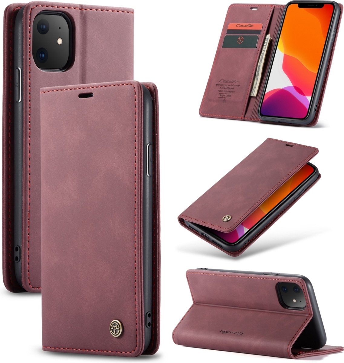iPhone 11 Hoesje - Caseme - Serie - Kunstlederen Bookcase - Rood - Hoesje Geschikt Voor iPhone 11