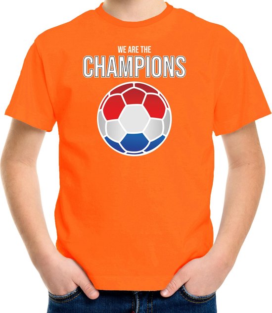 We are the champions Holland / Nederland supporter t-shirt oranje voor kinderen 110/116