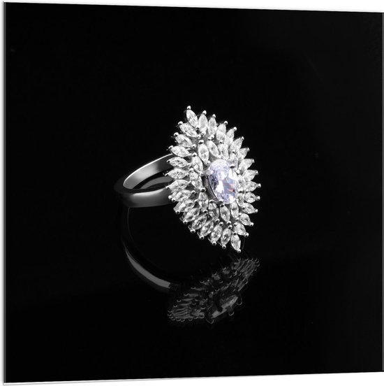 Acrylglas - Grote Ruitvormige Diamanten Ring - 100x100cm Foto op Acrylglas (Met Ophangsysteem)