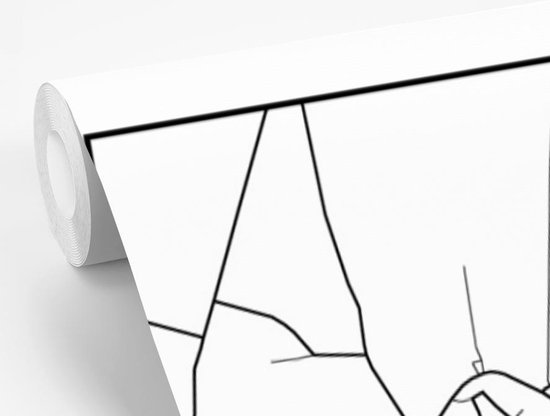 Papier Peint - Carte Papier peint photo - Etten-Leur - Zwart - Wit - Largeur 200 cm x Hauteur 300 cm