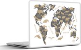 Laptop sticker - 15.6 inch - Wereldkaart - Grijs - Dieren - 36x27,5cm - Laptopstickers - Laptop skin - Cover