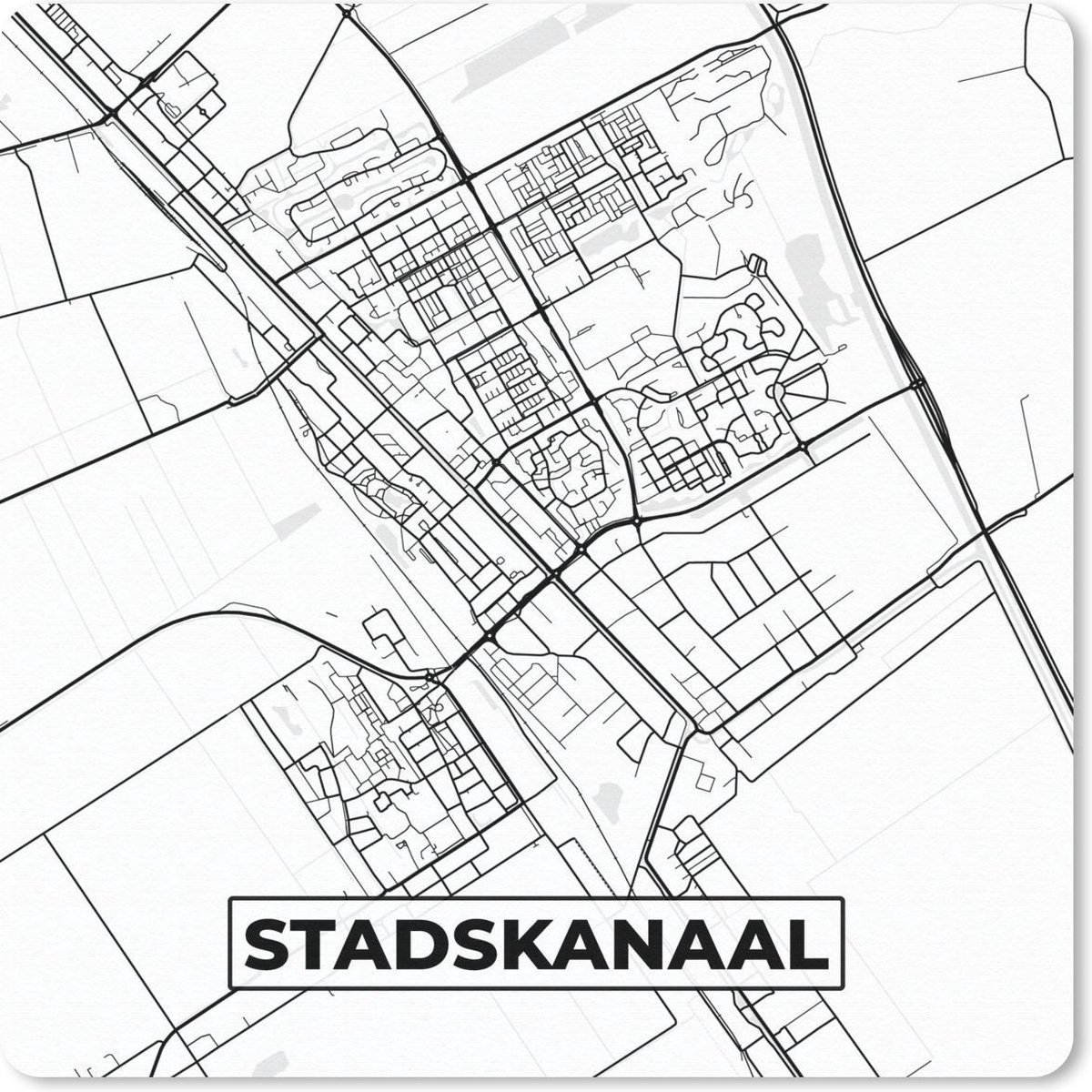 Muismat 20x20 cm - Mousepad Kaart - Stadskanaal - Zwart - Wit - Muismatten
