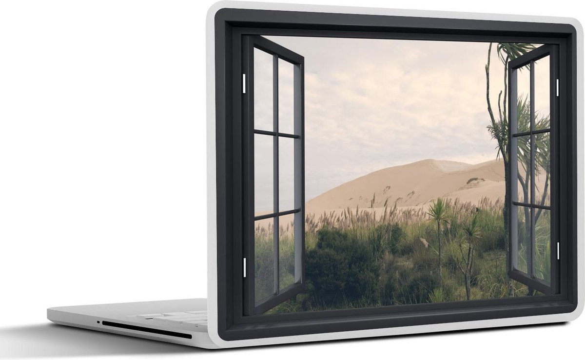 Laptop sticker - 13.3 inch - Doorkijk - Duin - Groen - 31x22,5cm - Laptopstickers - Laptop skin - Cover
