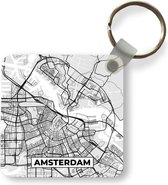 Porte-clés - Plan de la ville - Amsterdam - Grijs - Wit - Plastique