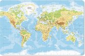 Muismat Blauwe Wereldkaarten - Staatkundige wereldkaart muismat rubber - 60x40 cm - Muismat met foto