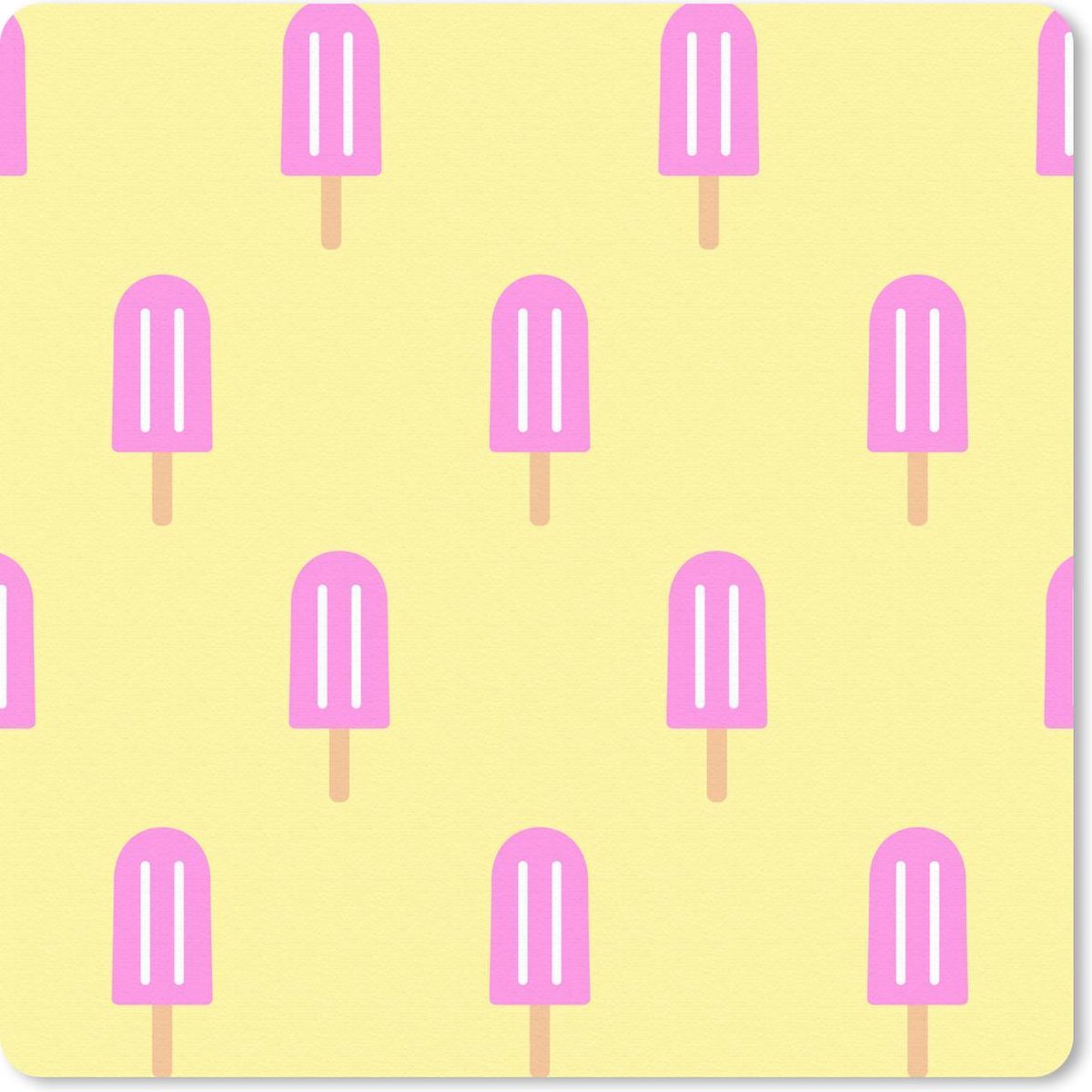 Muismat 30x30 cm - Mousepad IJs - Patroon - Geel - Roze - Muismatten