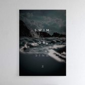 Walljar - Swim or Sink - Muurdecoratie - Poster met lijst