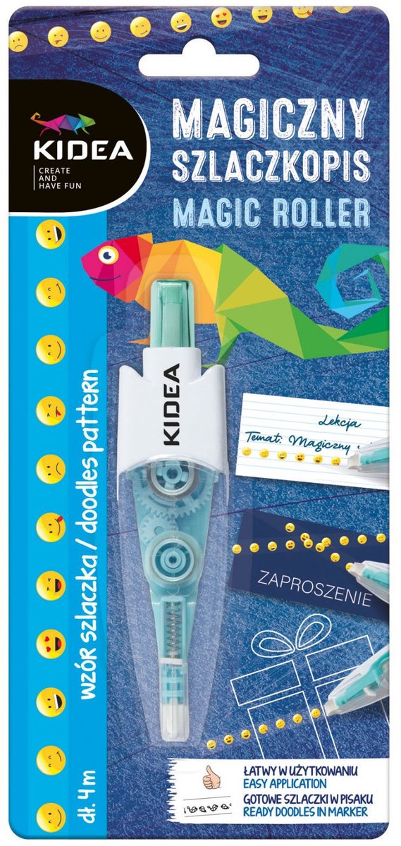 Kidea Decoratietape Emoticons Magic Roller 4 M Blauw/wit