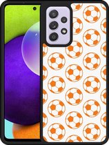 Hardcase Hoesje Geschikt voor Samsung Galaxy A52 Orange Soccer Balls