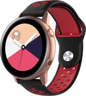 Siliconen Smartwatch bandje - Geschikt voor  Samsung Galaxy Watch Active sport band - zwart rood - Horlogeband / Polsband / Armband