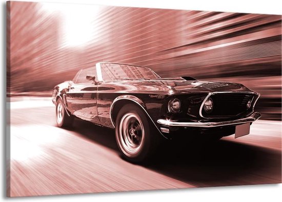 stapel Sluier Armstrong Schilderij Op Canvas - Groot - Auto, Mustang - Bruin, Rood - 140x90cm 1Luik  -... | bol.com