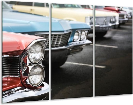 Peinture sur verre Oldtimer, Auto | Noir, bleu, rouge | 120x80cm 3 Liège | Tirage photo sur verre |  F007058