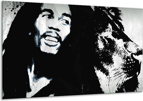 Canvas Schilderij Bob Marley | Zwart, Wit | | F007359
