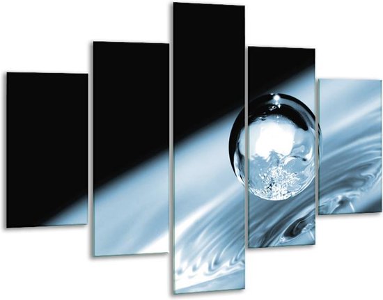 Glasschilderij -  Macro - Blauw, Zwart - 100x70cm 5Luik - Geen Acrylglas Schilderij - GroepArt 6000+ Glasschilderijen Collectie - Wanddecoratie- Foto Op Glas