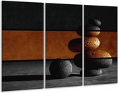 GroepArt - Schilderij -  Stenen - Sepia, Bruin - 120x80cm 3Luik - 6000+ Schilderijen 0p Canvas Art Collectie