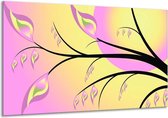 Peinture sur verre d'arbre | Violet, vert, noir | 120x70cm 1Hatch | Tirage photo sur verre | F005570
