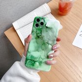 Glanzend marmeren patroon TPU beschermhoes voor iPhone 12 mini (groen)