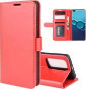Voor Huawei P40 R64 textuur enkele horizontale flip PU lederen tas met houder & kaartsleuven & portemonnee & fotolijst (rood)
