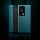 Voor Huawei P40 schokbestendige slimme horizontale flip lederen tas met slaap / wekfunctie (groen)